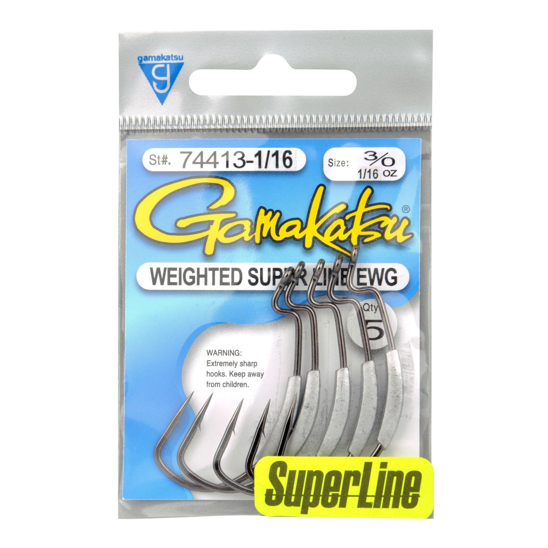 Confezione da 5 ganci Gamakatsu SuperLine EWG