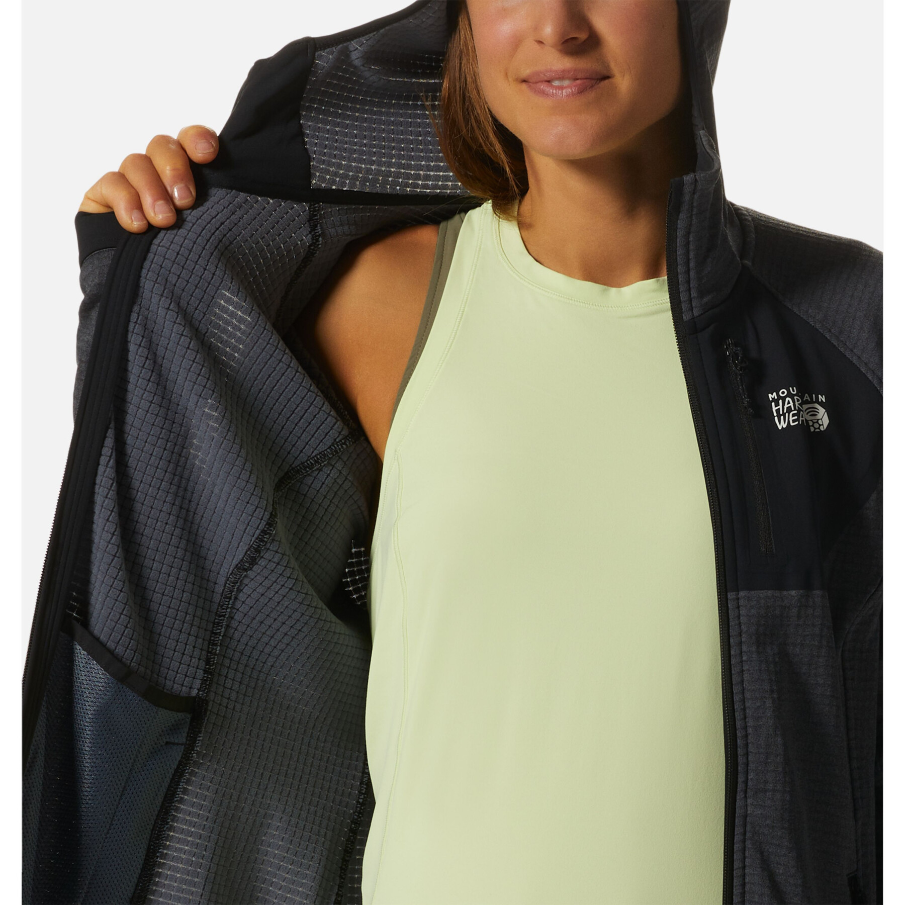 Giacca da donna con cappuccio e zip integrale Mountain Hardwear Polartec® Power Grid