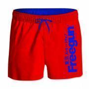 Pantaloncini da bagno corti con elastico in vita Freegun Logo
