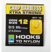 Ami senza ardiglione Preston Carp Xtra Strong Hooks To Nylon Size 12